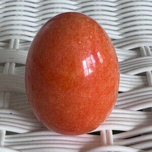 Vintage Hand Carved Red Orange Onyx Marble Egg 3” – Polished Collectible Stone